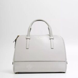 Kate Spade Felix Riverside Street Satchel SMOOTH LEATHER GREY PALE EUC